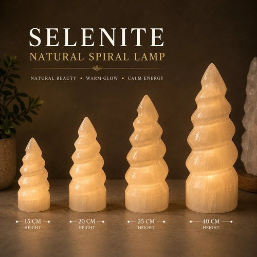 Selenite spiral unicorn horn - selenite,