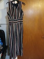 Mela London Uk10 (S) Navy White Red Striped Jumpsuit Elasticated Waist Back