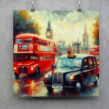 London Cityscape Red Bus Cab