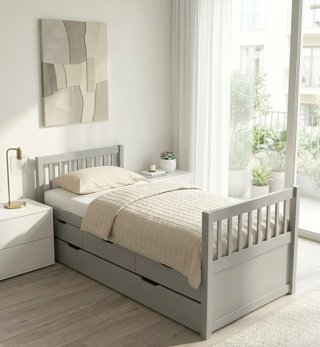 3ft pine trundle bed - pine, with
