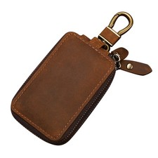 Genuine Leather Key Wallet Keychain Zipper Men Car Key Holder Case Pouch Bag G