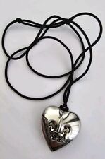 Avon Fergie Outspoken Solid Perfume Pendant ~ Silvertone Heart Necklace ~ 2010 