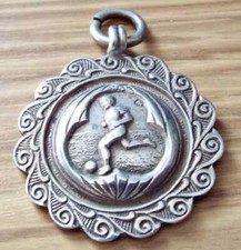 Antique 1929 Football Hallmarked Sterling Silver Fob Medal