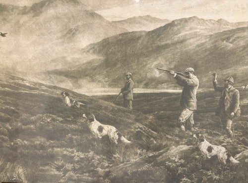 Grouse shooting print framed - shooting,