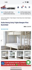 Duke Triple Sleeper Bunk Bed 4ft 6 Double, 3ft Single