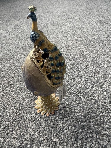 Peacock decorated egg trinket - peacock,