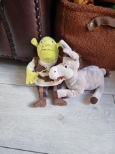 Vintage 2004 Dreamworks Shrek 2 Small Shrek & Donkey Soft Plush Toy Bundle