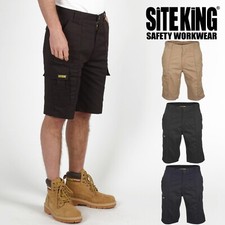 SITE KING Mens Cargo Combat Work Shorts Size 28 to 52 Black Navy Khaki WORKWEAR