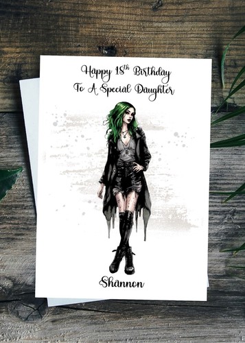 Goth birthday card green - birthday,