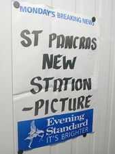 RAILWAY MEMORABILIA.  ST PANCRAS STATION.  NEWS HEADLINE.  EVENING STANDARD.