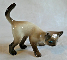 Vintage Cute Stylised Siamese Cat Figurine Ornament Figure Kitten Retro