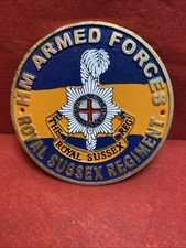 ROYAL SUSSEX REGIMENT Solid Cast Iron Wall Sign Plaque HM ARMED FORCES 24cm