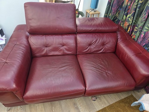 Leather recliner sofa red - recliner, in