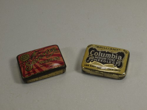 Vintage gramophone needle tins