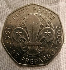 Rare 50p 2007 Boy Scouts 100th