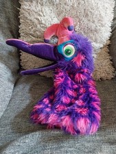 The Puppet Company Purple Pink Bird Puppet In Jester Hat Soft Plush Toy 16”