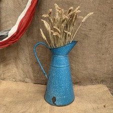 Enamel Jug / Vintage - Marbled Blue French Vase - Large - Farmhouse- Rustic