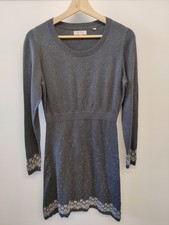 FAT FACE UK 12 CHARCOAL DRESS JUMPER SWEATER LONG SLEEVE FAIRISLE CASUAL WOMENS