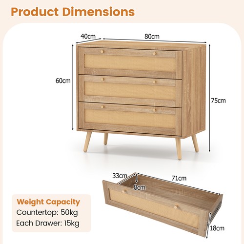 Boho rattan drawer dresser - boho,