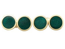 Guilloché Enamel and 18Carat Yellow Gold Cufflinks - Vintage Italian Circa 1950