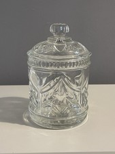 Vintage Cut Pressed Glass Jam/Honey Pot Opening For A Spoon/Drizzler On Lid