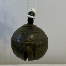 Bronze Crotal Bell  / Rumble Bell on a String - Lovely Patina