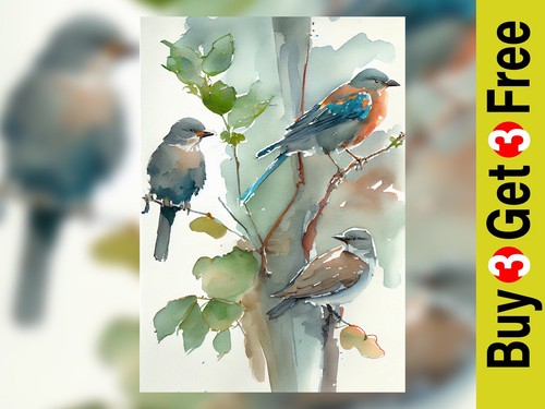 Three birds tree - birds,