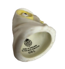 1976 ROYAL WORCESTER Crest Surprised OWL CANDLE SNUFFER Vintage FINE BONE CHINA