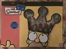 The Simpsons Chess Set Antiqued Metal-Style Boxed Version 100% Complete 2005