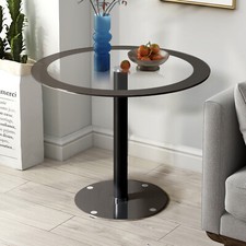 Round Tempered Glass Dining Table Corner Home Kitchen Metal Legs Save Space
