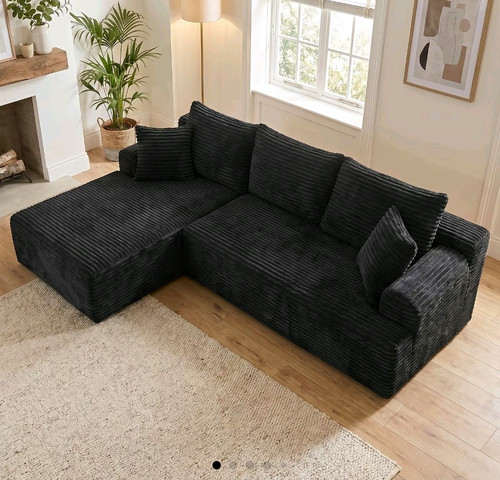 Black corduroy corner - black,