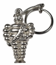 Vintage Michelin Tyres Bibendum Michelin Man Advertising Chrome Metal Keyring