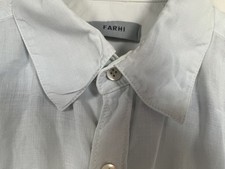 Nicole Farhi Pale Blue 100% Linen Short Sleeve Shirt Size Medium