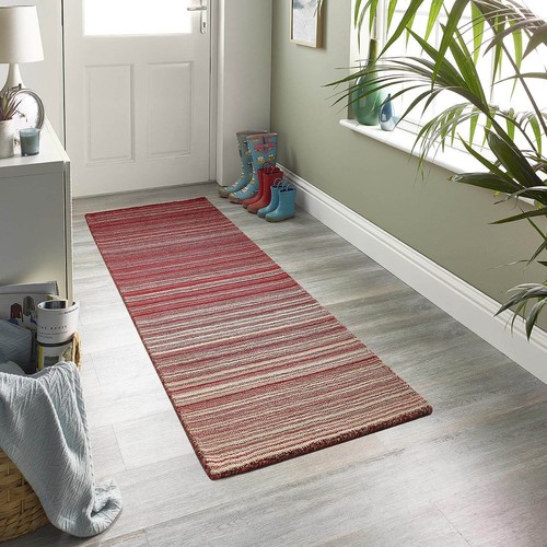 Fine stripes red wool rug - fine,