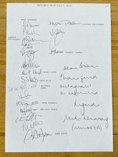 Hand Signed A4 Rugby Sheet - South Wales Police RFC 1996/97 - 20 signatures