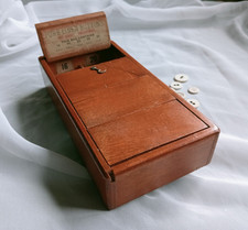 Antique Shop Counter Display Wooden Button Box Linen Buttons Haberdashery Shop