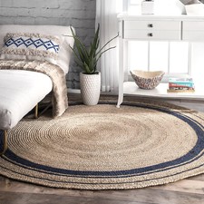 Rug jute round handmade - rug,
