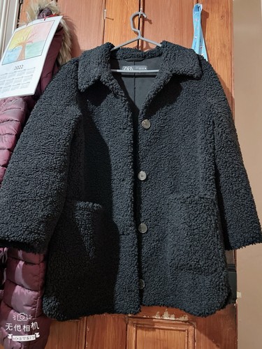 Zara black teddy - black, coat