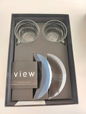 Nespresso View Collection Cappuccino Coffee Set 2 Glass Cups & 2 Metal Saucers