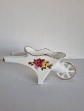 Cottage Rose Fine Bone China Wheelbarrow Ornament 6" long