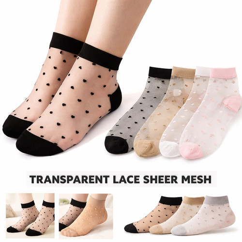 Womens sheer lace socks - sheer,