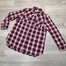 Duluth Trading Co. Womens Flannel Shirt XL Burgundy Plaid Long Sleeve