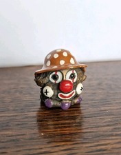 THIMBLE VINTAGE PEWTER ENAMEL CLOWN, HANDPAINTED FEATURES