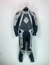 OSX Black Grey Colour Block Racing Suit Motorcycle Zip Front Armour Panels W26