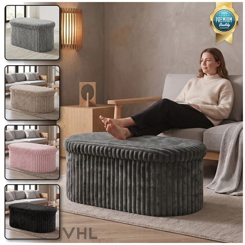Ribbed ottoman storage box - ribbed,