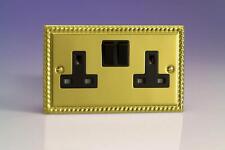 Varilight XG5B 13A Switched Socket 2-Gang Georgian Brass Black,95x155x31mm