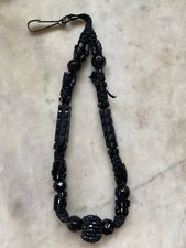 Antique Mourning Piece French Jet & Woven Silk Albert Style Piece Jewellery