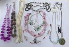 Job lot  of   pendants, necklaces, beaded necklaces  + a faux pearl necklace 
