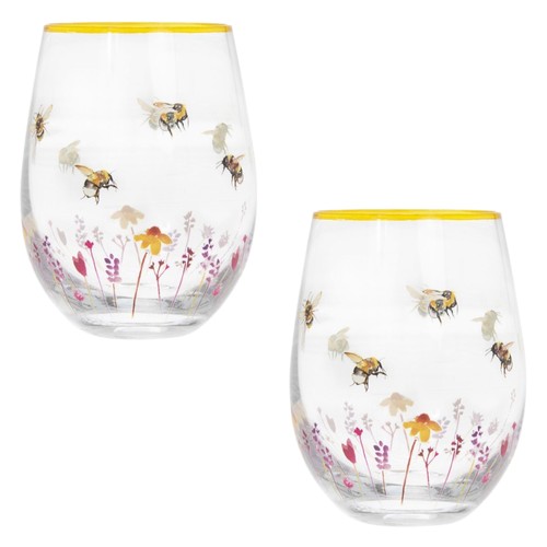 2pcs bees stemless glass - bees,