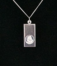 925 Sterling Silver St Christopher Bar Ingot Pendant Necklace 18" Silver Chain